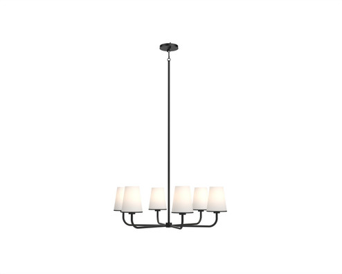 Kanata Six Light Chandelier in Ebony With Half Opal Glass (214|DVP48026EB-OP)