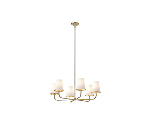 Kanata Six Light Chandelier in Brass With Half Opal Glass (214|DVP48026BR-OP)