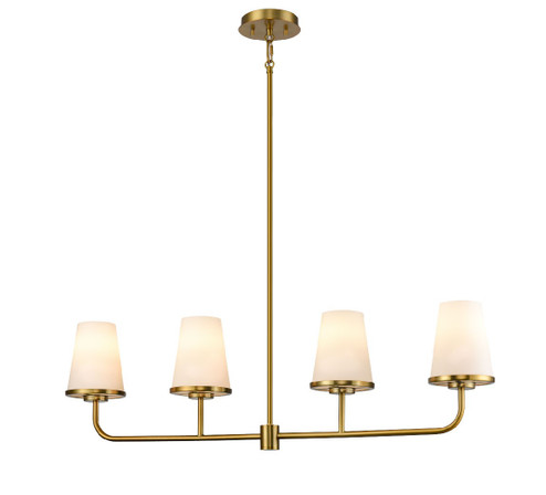 Kanata Four Light Linear Pendant in Brass With Half Opal Glass (214|DVP48002BR-OP)