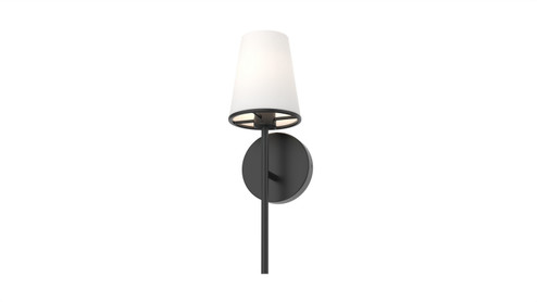 Kanata One Light Wall Sconce in Ebony With Half Opal Glass (214|DVP48001EB-OP)