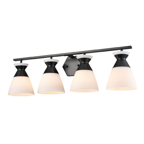 Sunnybrook Four Light Vanity in Ebony With Half Opal Glass (214|DVP47444EB-OP)