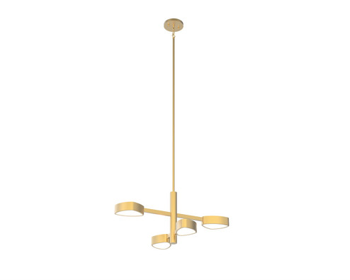 Northen Marches Four Light Pendant in Brass With Half Opal Glass (214|DVP45424BR-OP)