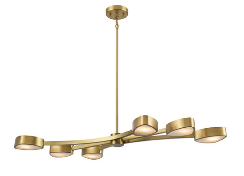Northen Marches Six Light Linear Pendant in Brass With Half Opal Glass (214|DVP45402BR-OP)