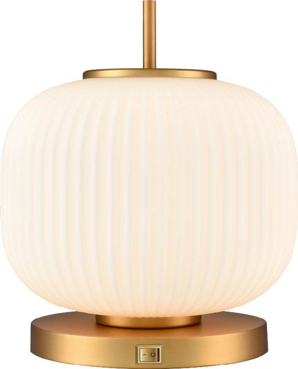 Mount Pearl One Light Table Lamp in Brass With Ribbed Half Opal Glass (214|DVP40017BR-RIO)
