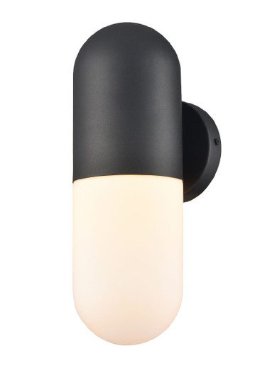 Capsule Outdoor One Light Wall Sconce in Black With Half Opal Glass (214|DVP13772BK-OP)