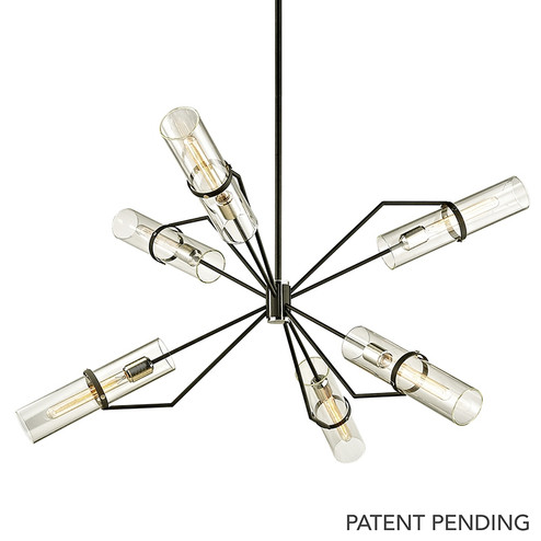 Raef Six Light Chandelier in Textured Black & Polish Nickel (67|F6328-TBK/PN)