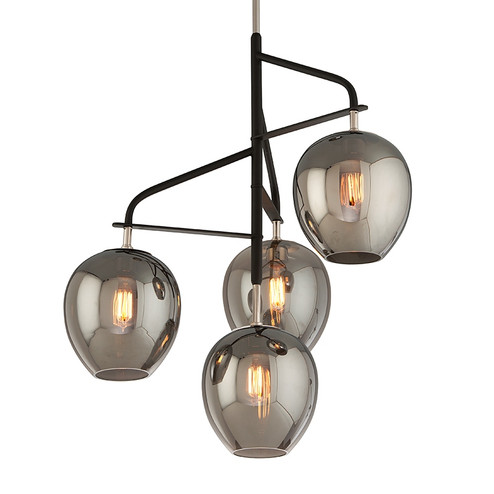 Odyssey Four Light Chandelier in Textured Black & Polish Nickel (67|F4296-TBK/PN)
