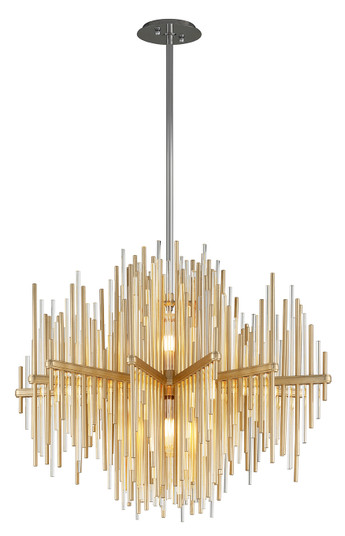 Theory Two Light Chandelier in Gold Leaf W Polished Stainless (68|238-42-GL/SS)