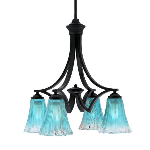 Zilo Four Light Chandelier in Matte Black (200|568-MB-725)