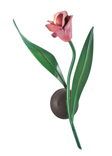 Tulip One Light Wall Sconce in Cafe Noir/Green/Peach-Pink (57|99462)