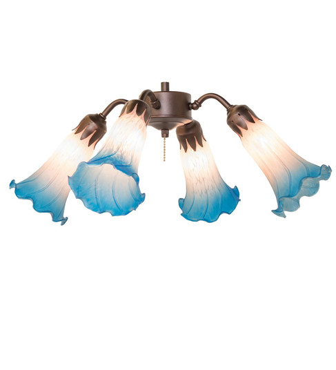 Pink/Blue Four Light Fan Light in Mahogany Bronze (57|261508)