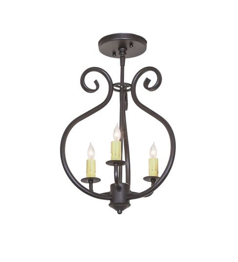 Easton Three Light Flushmount in Black Satin Wrought Iron (57|247884)