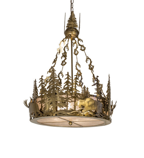 Moose At Dusk Four Light Pendant in Brass Tint (57|237894)