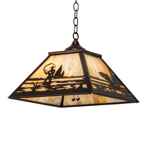 Fly Fisherman Three Light Pendant in Mahogany Bronze (57|237270)