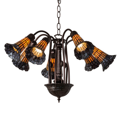 Stained Glass Pond Lily Seven Light Chandelier in Mahogany Bronze (57|236534)