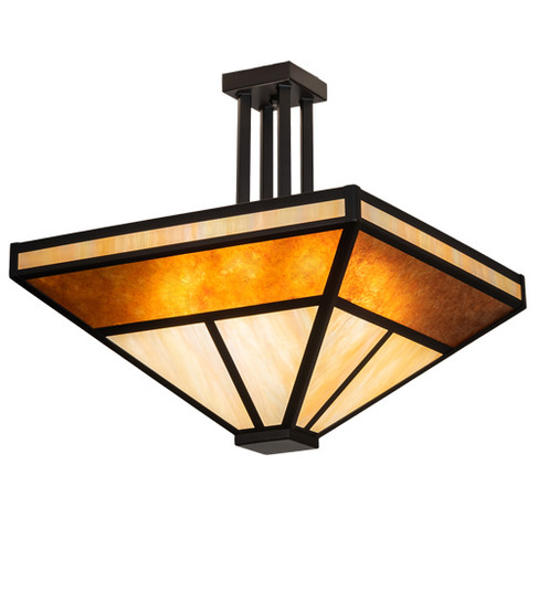 T'' Mission'' Eight Light Semi-Flushmount in Flat Black (57|218920)