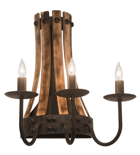 Barrel Stave Three Light Wall Sconce in Black Metal,Natural Wood (57|215959)
