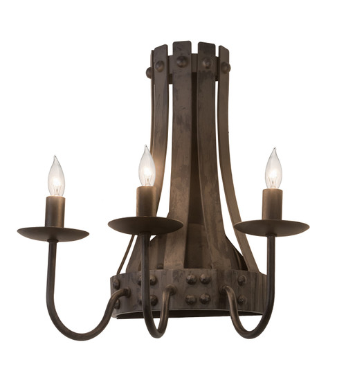 Barrel Stave Three Light Wall Sconce in Antique,Charred Iron (57|215775)