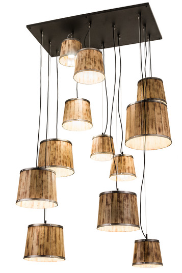 Wine Barrel 12 Light Pendant in Industrial Steel (57|189726)