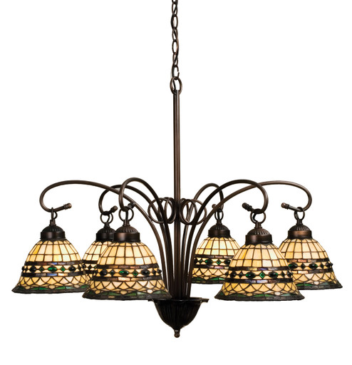 Tiffany Roman Six Light Chandelier in Natural Wood,Brushed Nickel (57|18528)