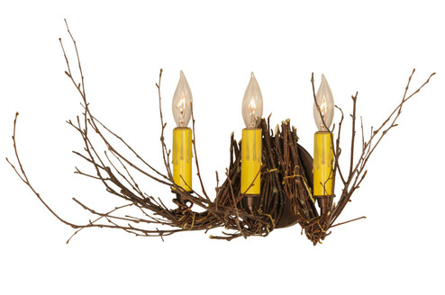 Twigs Three Light Wall Sconce in Natural Wood,Mahogany Bronze (57|147697)