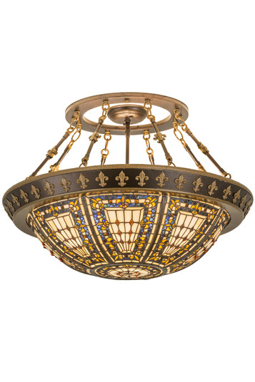 Fleur-de-lis Four Light Semi-Flushmount in Nu Gold & Copper Vein (57|141232)