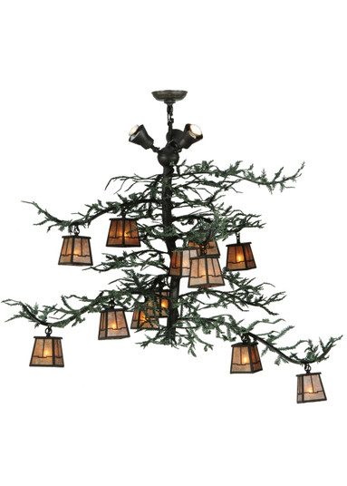 Pine Branch 15 Light Chandelier in Wrought Iron/Green Branches (57|138383)