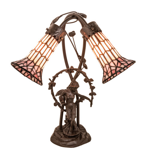 Stained Glass Pond Lily Two Light Table Lamp in Mahogany Bronze (57|134637)