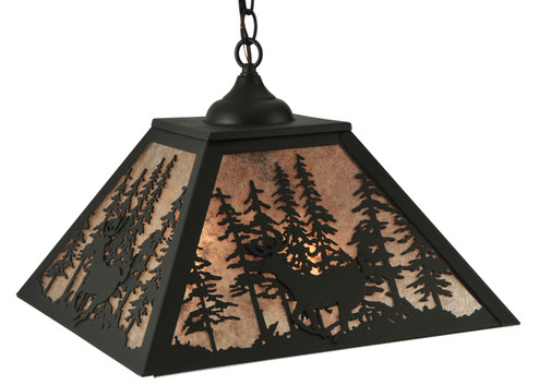Deer Through The Trees Two Light Pendant in Wrought Iron (57|121176)