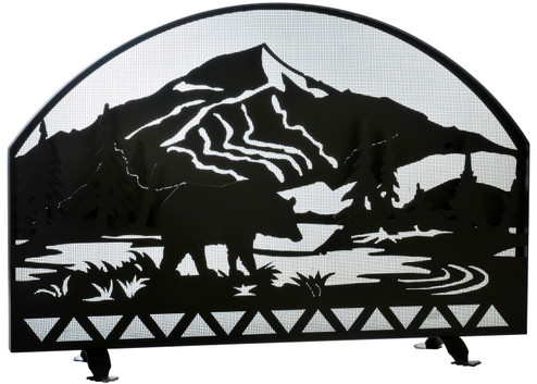 Bear Creek Fireplace Screen in Black Metal (57|112054)