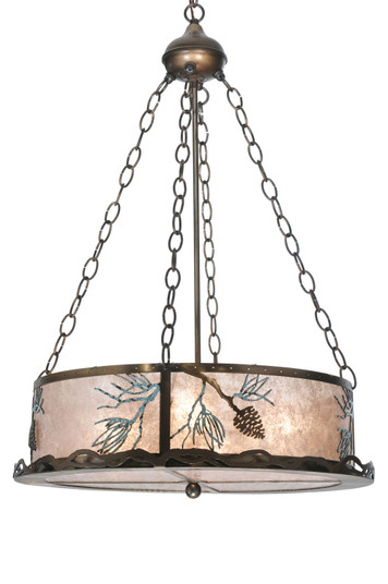 Balsam Pine Four Light Inverted Pendant in Antique Copper/Green Needles (57|107941)