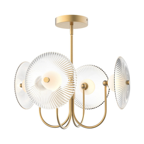 Hera LED Pendant in Brushed Gold/Clear Ribbed Glass (452|PD417904BGCR)