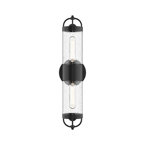 Lancaster Two Light Outdoor Wall Lantern in Clear Bubble Glass/Textured Black (452|EW461102BKCB)