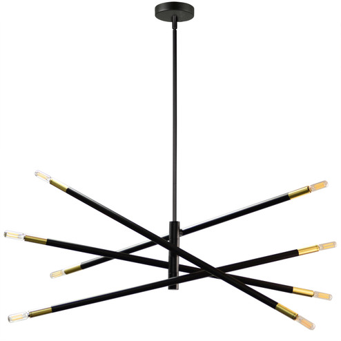 Wand Eight Light Pendant in Black (216|WAN-408P-MB-AGB)