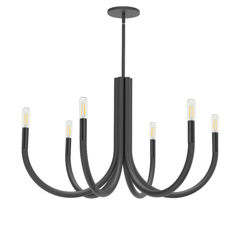 Wand Six Light Chandelier in Black (216|WAN-286C-MB)