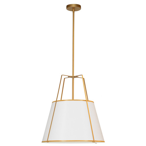 Trapezoid Three Light Pendant in White (216|TRA-331P-GLD-WH)
