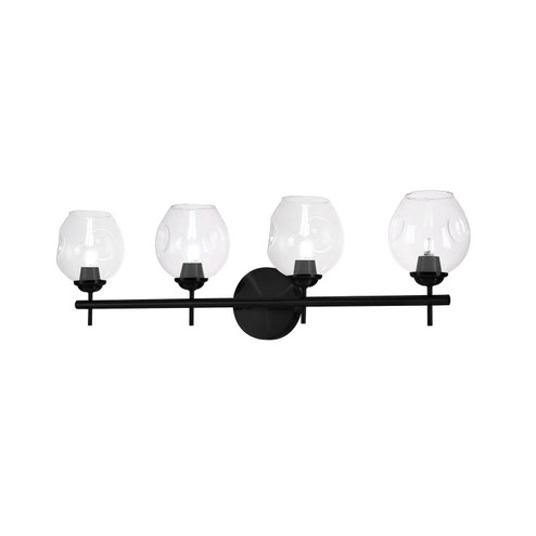 Abii Four Light Vanity Fixture in Black (216|ABI-284W-MB-CLR)