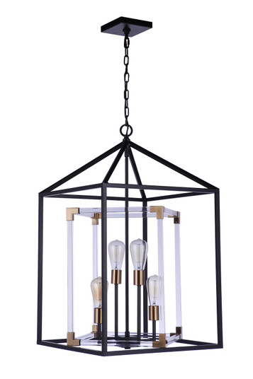 Aaron Four Light Pendant in Flat Black/Satin Brass (46|58094-FBSB)