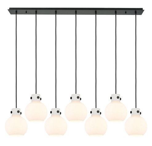 Newton Seven Light Linear Pendant in Matte Black (405|127-410-1PS-BK-G410-8WH)