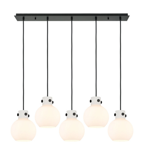Newton Five Light Linear Pendant in Matte Black (405|125-410-1PS-BK-G410-8WH)