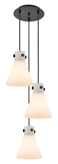 Downtown Urban Three Light Pendant in Matte Black (405|113-410-1PS-BK-G411-8WH)