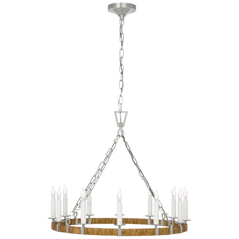 Darlana Wrapped LED Chandelier in Polished Nickel and Natural Rattan (268|CHC 5872PN/NRT)