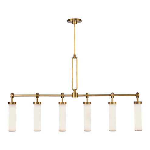 Wynwood Six Light Linear Pendant in Vintage Brass/Glossy Opal (452|LP355652VBGO)