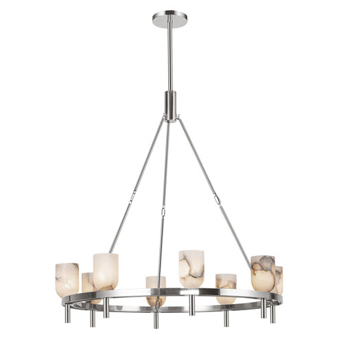 Lucian Eight Light Chandelier in Polished Nickel/Alabaster (452|CH338836PNAR)