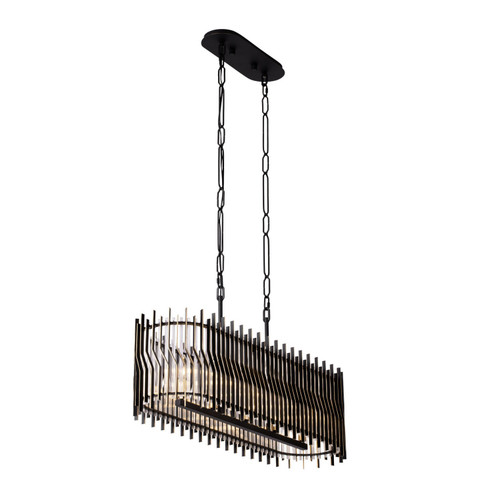 Park Row Five Light Linear Pendant in Matte Black/French Gold (137|393N05MBFG)