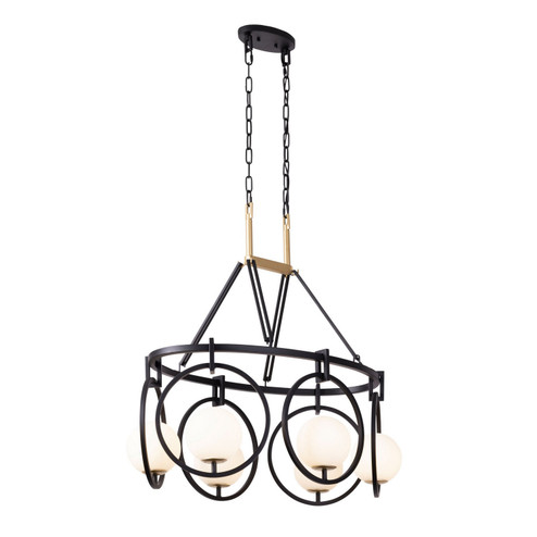 Stopwatch Six Light Linear Pendant in Matte Black/French Gold (137|388N06MBFG)