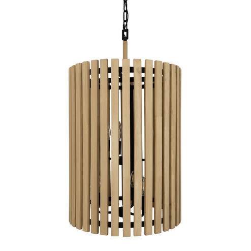 Suratto Six Light Foyer Pendant in Matte Black/Honey Blonde (137|387F06MBH)