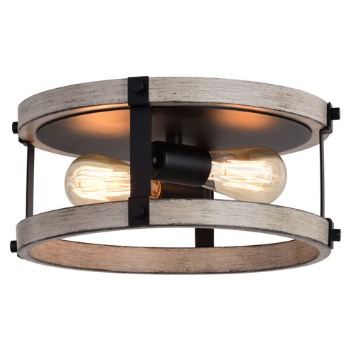 Danvers Two Light Flush Mount in Textured Black and Weathered Gray (63|C0282)