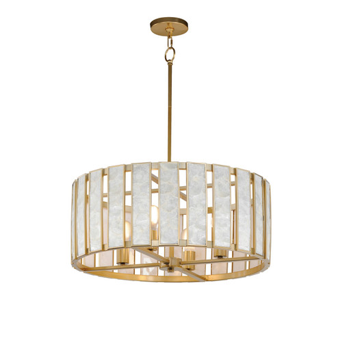 Miramar Four Light Pendant in Capiz / Natural Aged Brass (16|12804CZNAB)