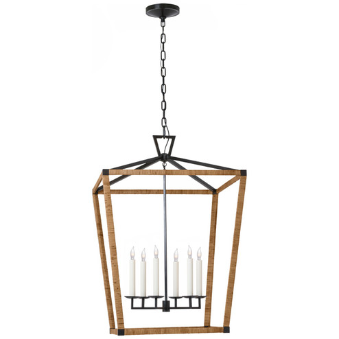 Darlana Wrapped LED Lantern in Aged Iron and Natural Rattan (268|CHC 5881AI/NRT)